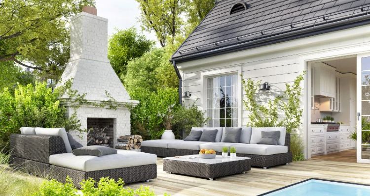 Backyard fireplace adding warmth and ambiance to outdoor areas in Houston, TX