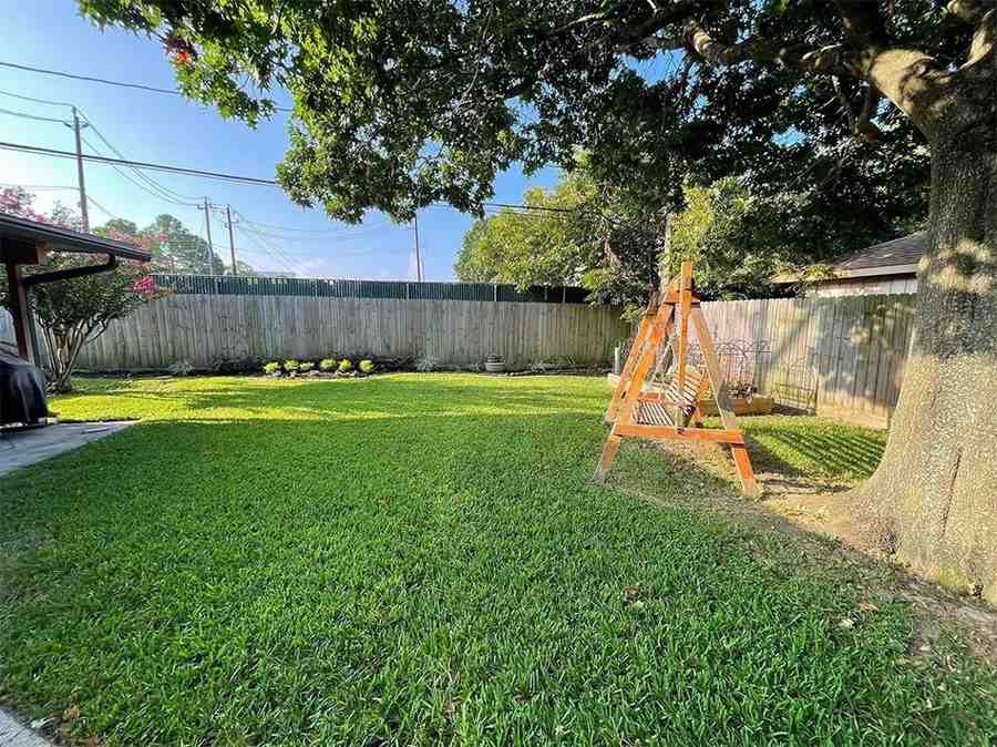 Complete residential landscape makeover with greenery and lawn in Houston, TX